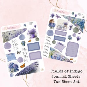 Champs d'indigo * Stickers aquarelle pour journal de bord * Stickers agenda * Stickers déco * Stickers hortensias * Stickers journal * Sticker Bujo