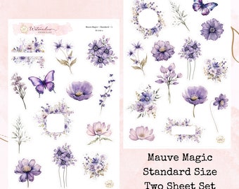 Mauve Magic Standard Size * Watercolour Stickers * Floral Stickers*Deco Stickers*Planner Stickers*Flower Stickers*Journal Stickers*Stickers