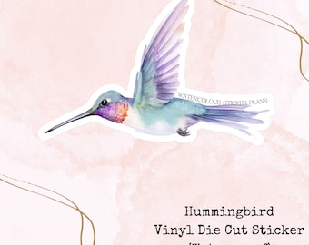 Hummingbird - Vinyl Die Cut - Waterproof Sticker - Watercolour - Stationery