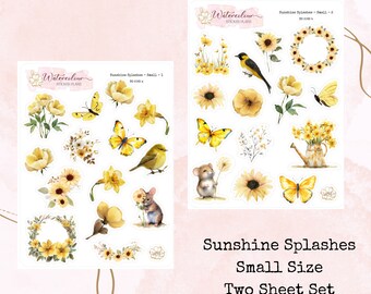 Sunshine Splashes Small Size Stickers * Floral Stickers * Yellow Flowers * Planner Stickers * Journal Stickers*Deco Stickers*Small Stickers