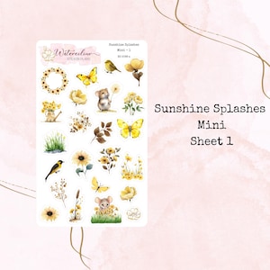Mini stickers éclaboussures de soleil * Stickers floraux * Fleurs jaunes * Stickers agenda * Stickers journaux * Stickers déco * Mini stickers
