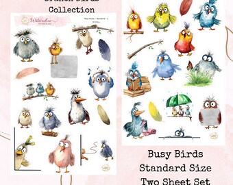 Busy Birds Standard Size Stickers * Branch Birds * Bird Stickers * Colourful Birds * Planner Stickers * Journal Stickers * Deco Stickers