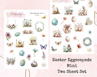 Easter Eggscapade Mini Stickers*Watercolour Deco Stickers*Easter Stickers*Bunny Stickers*Planner Stickers*Egg Stickers*Weeks Stickers