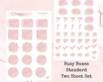 Busy Boxes * Watercolour Stickers * Box Stickers * Functional Stickers * Planner Stickers * Symbol Stickers * Journal Stickers*Note Stickers