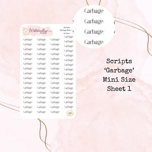 Garbage - Script Stickers - Planners - Journals - Stationery