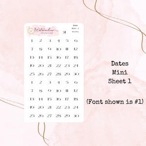 Stickers dates - Stickers chiffres - Mini stickers - Petits stickers - Stickers journaux - Stickers agenda - Stickers scripts - Stickers