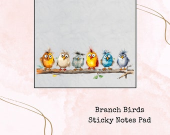 Branch Birds Sticky Notes * Sticky Notes Pad * Sticky Notes * Notes Pad * Bird Sticky Notes*Decorative Sticky Notes*Watercolour Sticky Notes