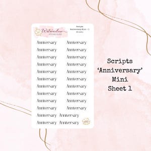 Anniversary Script Stickers * Script Stickers * Functional Stickers * Planner Stickers * Journal Stickers * Anniversary Stickers * Bujo *