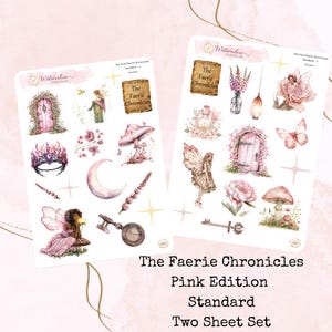 Les chroniques des fées roses taille standard - Stickers déco aquarelles-autocollants fées-autocollants champignons-planificateur d'autocollants-rose-journal-fantaisie