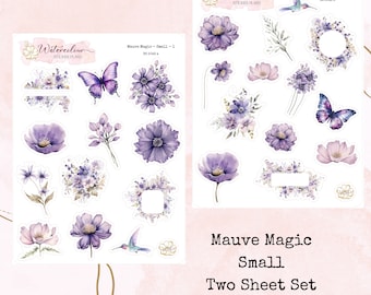 Mauve Magic Small Size * Watercolour Stickers*Floral Stickers*Deco Stickers*Planner Stickers*Flower Stickers*Journal Stickers*Small Stickers