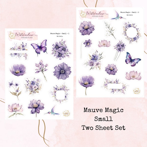 Mauve Magic Small Size * Watercolour Stickers*Floral Stickers*Deco Stickers*Planner Stickers*Flower Stickers*Journal Stickers*Small Stickers