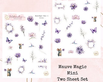 Mauve Magic Mini Size * Watercolour Stickers * Floral Stickers*Deco Stickers*Planner Stickers*Flower Stickers*Journal Stickers*Mini Stickers