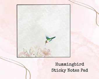 Hummingbird Sticky Notes * Sticky Notes Pad*Sticky Notes*Notes Pad*Hummingbird Sticky Notes*Decorative Sticky Notes*Watercolour Sticky Notes