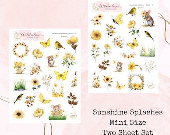 Sunshine Splashes Mini Size Stickers * Floral Stickers * Yellow Flowers * Planner Stickers * Journal Stickers * Deco Stickers *Mini Stickers