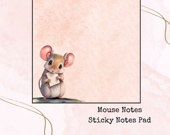 Mouse Sticky Notes * Sticky Notes Pad * Sticky Notes * Notes Pad * Mouse Sticky Notes * Decorative Sticky Notes * Watercolour Sticky Notes *