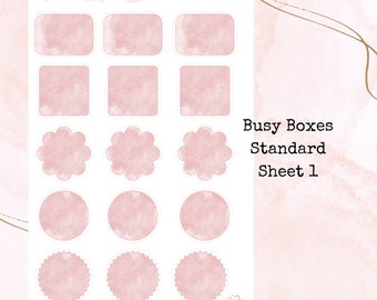 Watercolor Planner Stickers: Functional Box Stickers