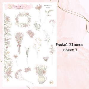 Fleurs pastel * Stickers déco aquarelles * Stickers floraux * Stickers fleurs * Stickers agenda * Stickers fleurs sauvages * Stickers journaux * Pastel