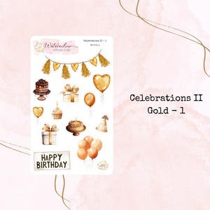 Celebrations II * Stickers aquarelles * Stickers ballons * Stickers gâteaux * Agenda * Stickers chapeaux de fête * Stickers journaux * Joyeux anniversaire