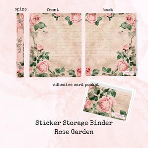 Carpeta de almacenamiento de pegatinas - Jardín de rosas * Carpeta A5 * Carpeta de 6 anillas * Carpeta de acuarela * Almacenamiento de pegatinas de acuarela * Pegatinas de planificador
