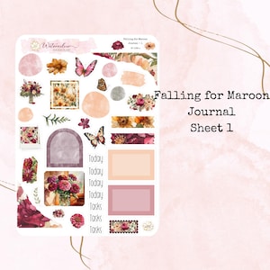 Coup de coeur pour les autocollants de journal bordeaux * Kit d'autocollants de journalisation aquarelle * Autocollants pour agenda * Autocollants décoratifs * Autocollants pour journal * Couleur automne
