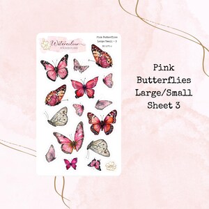 Papillons roses - Stickers papillons aquarelles - Stickers papillons - Stickers déco - Stickers agenda - Stickers papillons roses - Journal