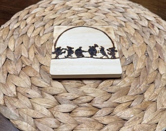 Wood Engraved Coasters, Handmade Coasters, Psychedelic Wood Coasters, Men's Gift, Woodburned Coasters, Grateful Dead Dancing Animals