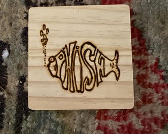 Wood Engraved Coasters, Handmade Coasters, Psychedelic Wood Coasters, Men's Gift, Woodburned Coasters, Phish Symbol