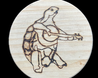 Wood Engraved Coasters, Handmade Coasters, Psychedelic Wood Coasters, Men's Gift, Woodburned Coasters, Grateful Dead Terrapin Turtles
