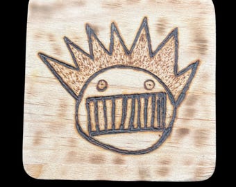 Wood Engraved Coasters, Handmade Coasters, Psychedelic Wood Coasters, Men's Gift, Woodburned Coasters, Ween Boognish