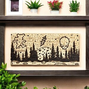Personalized Wood Burned Large Wall Plaque – Handmade Engraved Decor, Custom Gift - Dark Starry Night