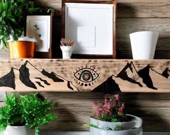 Personalized Wood Burned Wall Plaque – Handmade Engraved Decor, Custom Gift - Wall Sign - Green Eye