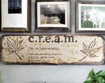 Personalized Wood Burned Wall Plaque Sign – Handmade Engraved Decor, Custom Gift - Wall Sign - Wu-Tang Clan CREAM