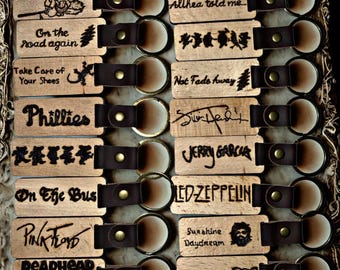 Handmade woodburned keychain - customizable wooden tag, psychedelic art