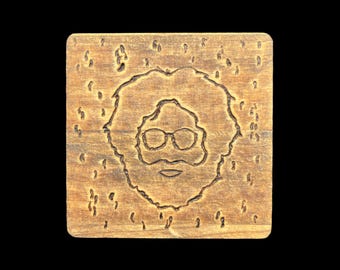 Wood Engraved Coasters, Handmade Coasters, Psychedelic Wood Coasters, Men&#39;s Gift, Woodburned Coasters, Grateful Dead Jerry Garcia