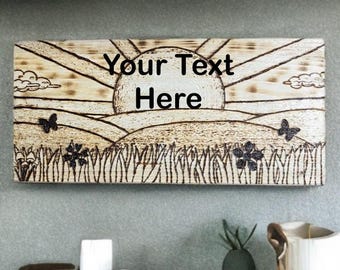 Personalized Wood Burned Large Wall Plaque – Handmade Engraved Decor, Custom Gift - Sunshine Daydream