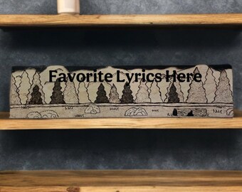Personalized Wood Burned Wall Plaque – Handmade Engraved Decor, Custom Gift - Wall Sign - Mountains At Night