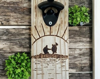 Grateful Dead Wood Engraved Wood Bottle Opener – Magnetic Cap Catcher, Handmade Gift - Terrapin Turtles Silhouette Dancing