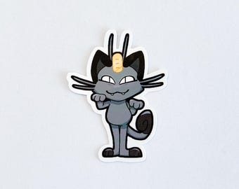 LAST CHANCE! Black Cat Meowth Sticker 3" | PKMN