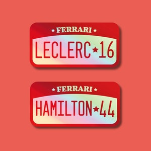 Hamilton 44 Ferrari sticker, Leclerc 16 Ferrari sticker, F1, Formula 1 sticker Ferrari Fans