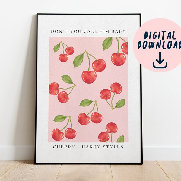 Harry Styles - Cherry Lyrics Digital Print