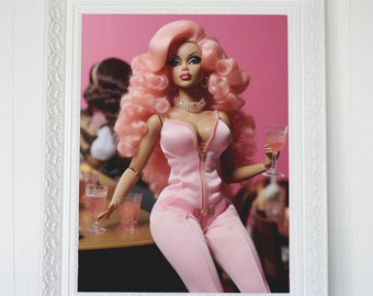 Barbie Core Art - Black Barbie Sitting Pretty | Wall Print