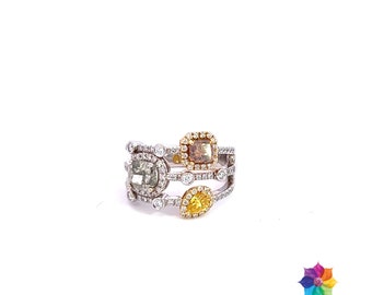 Yellow, Brown, and Green Diamond ring