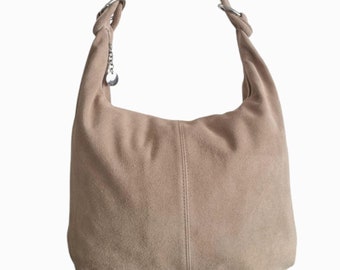 GOTOW Borsa Hobo Donna In Pelle Scamosciata Marrone - Retrò, Morbida, Grande Capacità, Con Tasca, Per Ufficio E Tempo Libero