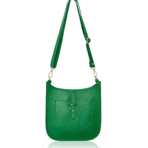 Real Leather Green Crossbody bag Green Shoulder bag Green Designer style bag With Adjustable Leather Strap -Gold Hardware