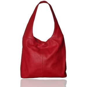 Echtes Italienisches Leder Rot Slouch Rot Leder Henkeltasche Rote Hobo Handtasche Rote Kieselstein Leder Umhängetasche Rote Bürotasche Rote Laptop Tasche