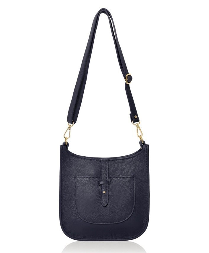 Real Leather Navy Crossbody Bag Navy Shoulder Bag Navy Designer