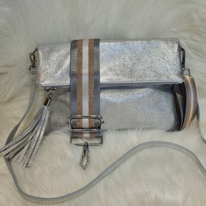 Metallic Silver Leather Clutch: Tassel Crossbody Evening Bag