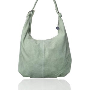 Handmade Real Suede Leather Mint Green Slouch Bag Everyday Tote bag Mint Hobo handbag Mint Shoulder Bag Mint green Suede Bag Office Bag