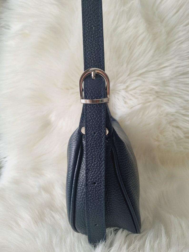 Real Leather Navy Crossbody Bag Navy Shoulder Bag Navy Designer Style