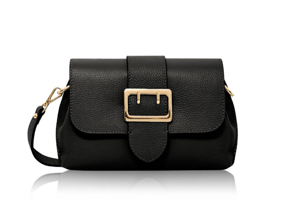 Real Leather Black Crossbody Bag Black Shoulder Bag Black Designer